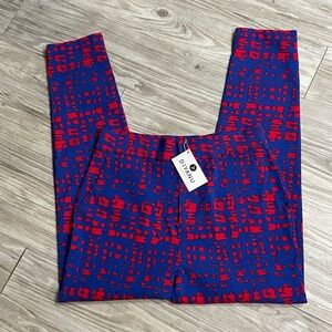 D'IYANU STRIKING Blue and Red Adire African Patterned Slim Fit Pants Sz L